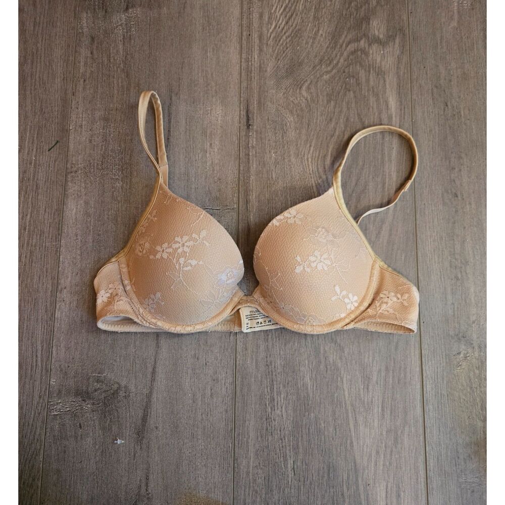 Women's Maidenform Lace Floral Nude Push Up T Shirt Bra 34B